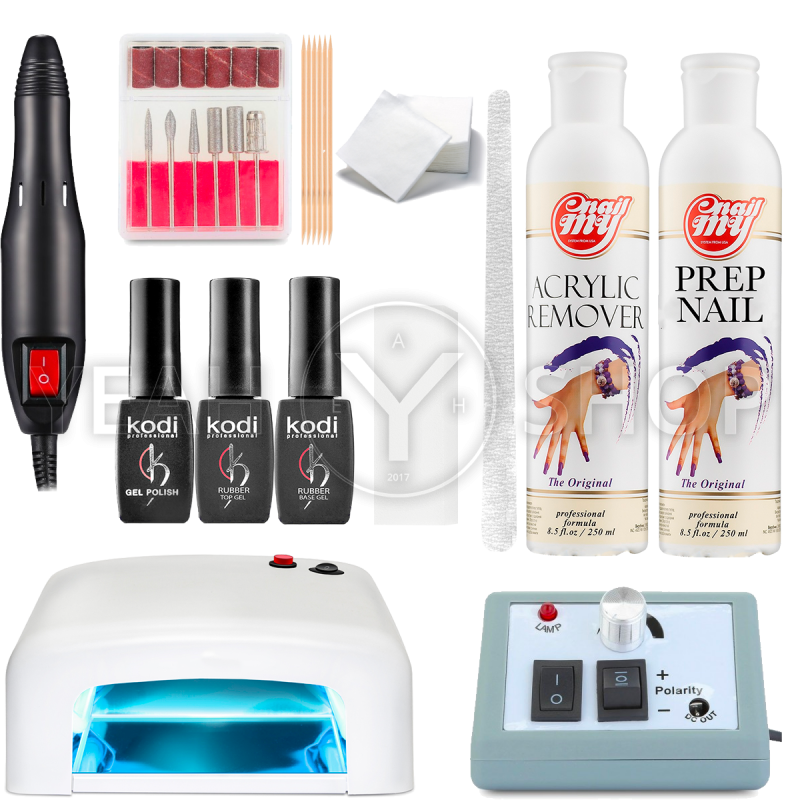 Стартовий набір гель-лаків Kodi з УФ лампою і фрезером: купити за кращою ціною в Україні