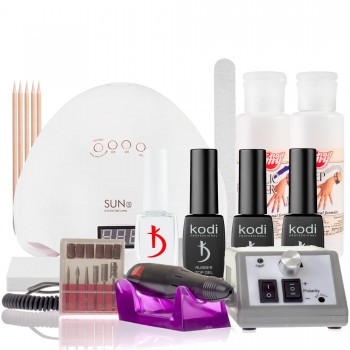 Стартовий набір гель-лаків Kodi з лампою SUN 5 та Фрезером Lina Mercedes 2000: купити за кращою ціною в Україні
