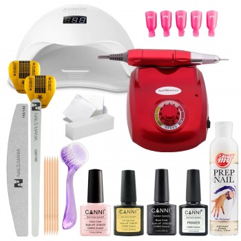 Стартовый набор гель-лаков Canni с UV/LED лампой SUN 5 и фрезером Nail Master