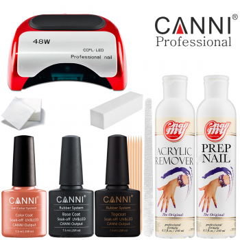 Стартовий набір гель-лаків Canni з LED + CCFL лампою на 48 Вт