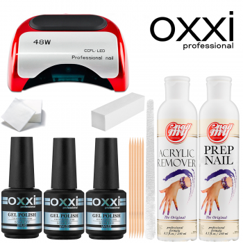 Стартовий набір гель-лаків Oxxi з LED + CCFL лампою на 48 Вт