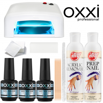 Стартовий набір гель-лаків Oxxi з УФ лампою на 36 Вт