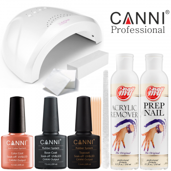 Стартовий набір гель-лаків Canni з UV / LED лампою SUN One на 48 Вт