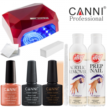 Стартовий набір гель-лаків Canni з LED + CCFL лампою на 36 Вт