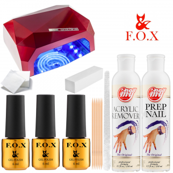 Стартовый набор гель-лаков FOX с LED+CCFL лампой на 36 Вт