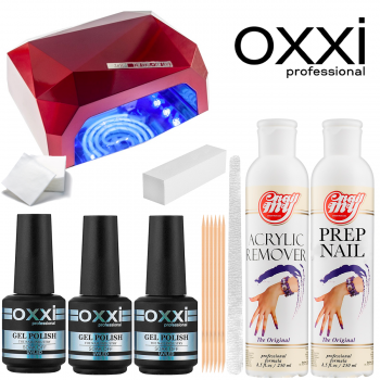 Стартовий набір гель-лаків Oxxi з LED + CCFL лампою на 36 Вт